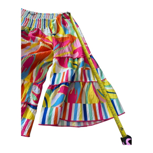 John Mark NWT Off Shoulder Rainbow Smocked Peasant Blouse Tiered 1X Boho Resort - Picture 10 of 15